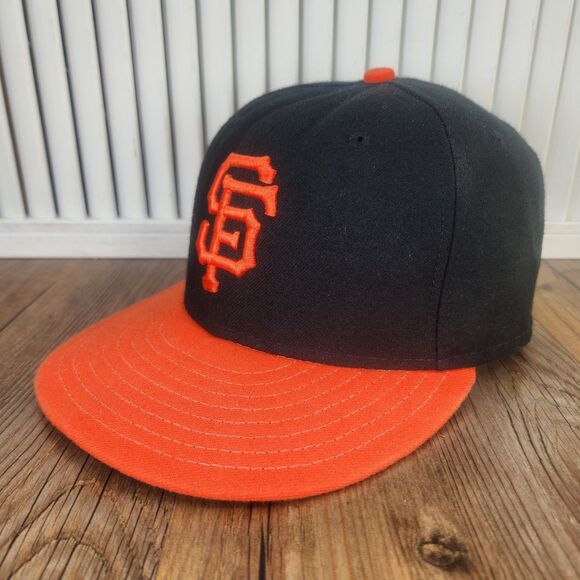 SF Giants New Era 59fifty USA Made Fitted 7 1/8" On Field Hat Cap Black Orange - Picture 1 of 10